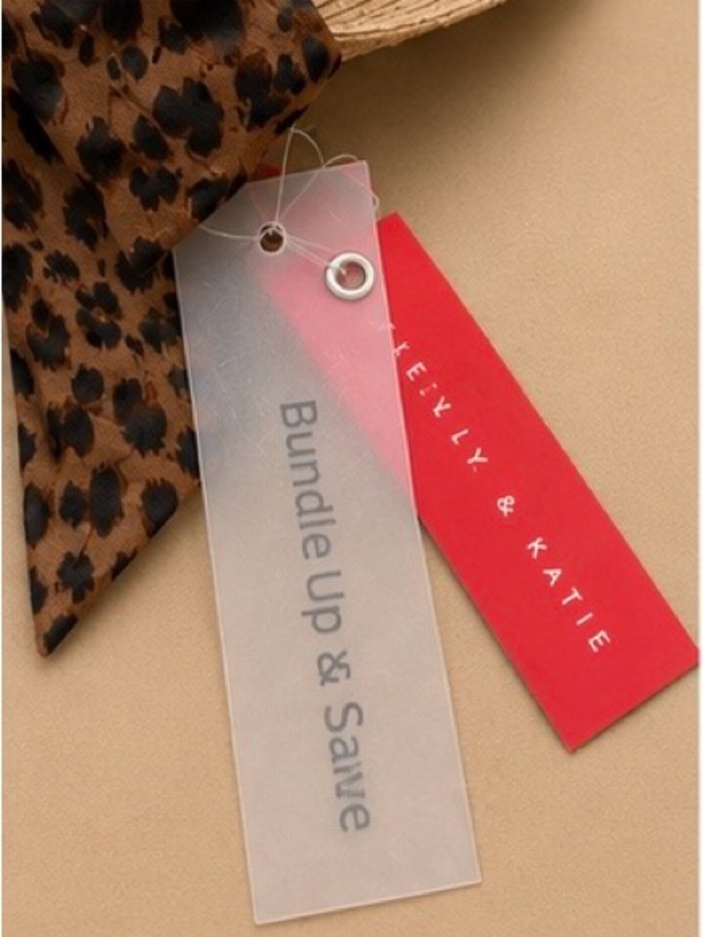 Kelly & Katie Tan Straw Sun Hat NWT with Leopard Bow - Picture 5 of 5